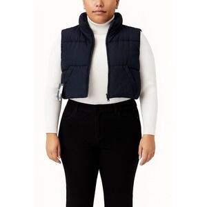 NWT Love Poem Cropped Black Puffer Vest – Size L